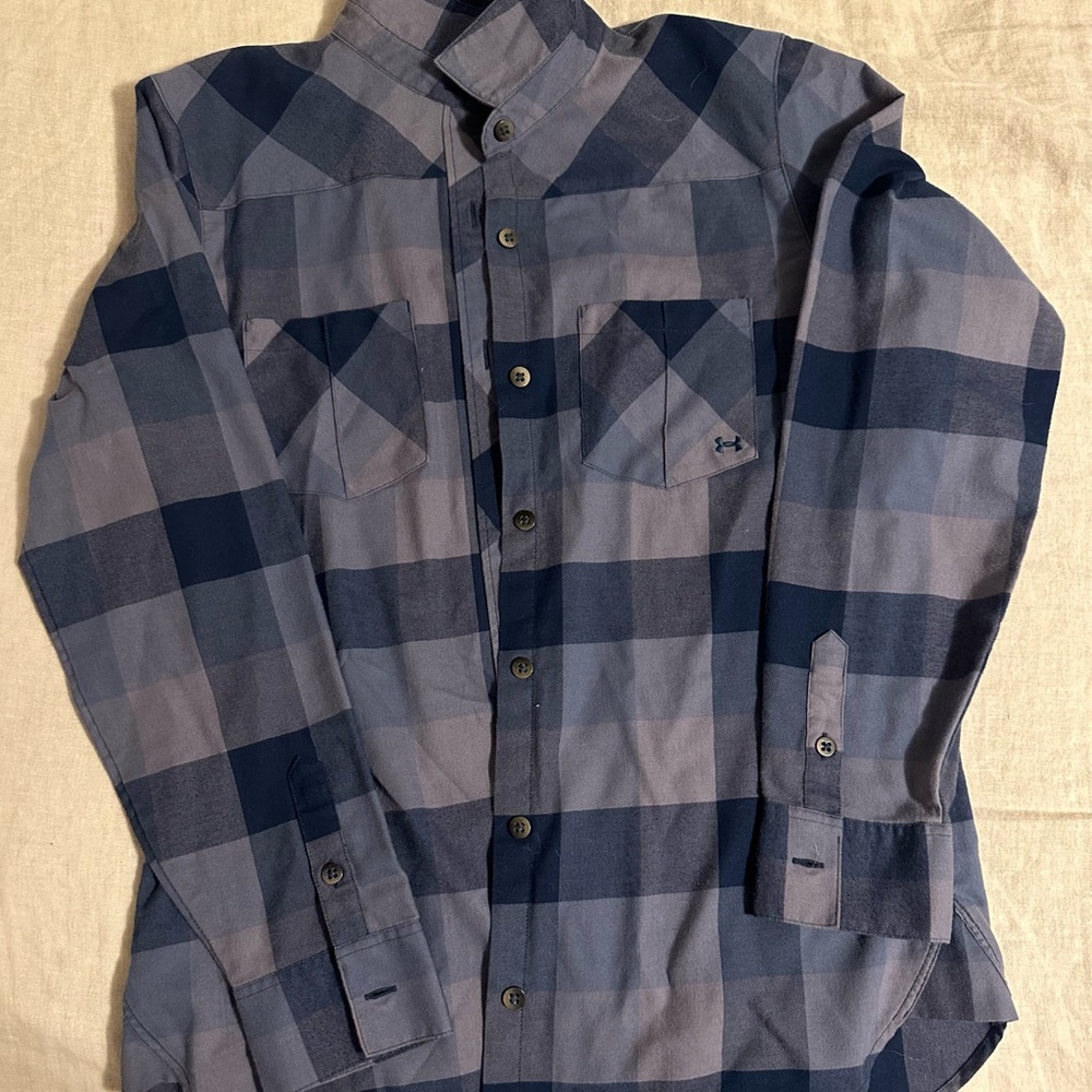 Under Armour Men's Navy and Gray Checkered Shirt